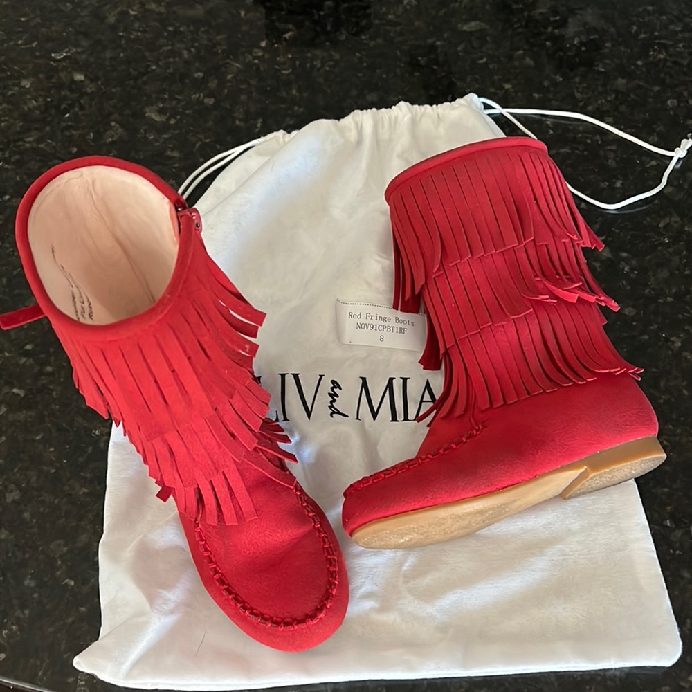 Red fringe boots